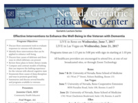 Effective Interventions to Enhance the Well-Being in the Veteran with Dementia (Elko)