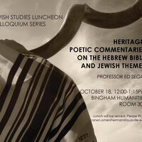 Poet Ed Segal Reads & Discusses "Heritage": Poems on Biblical & Jewish Themes