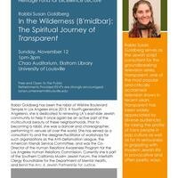 Rabbi Susan Goldberg speaks on “In the Wilderness (B’midbar): The Spiritual Journey of ‘Transparent’.”
