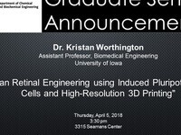 CBE Graduate Seminar: Dr. Kristan Worthington Presentation