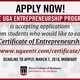 Deadline to Apply for Certificate In Entrepreneurship