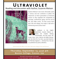 Dean's Colloquium with Novelist and Professor, Suzanne Matson, Reading from Ultraviolet